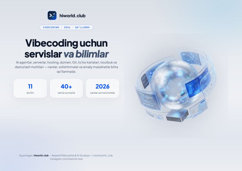 Vibecoding uchun servislar va bilimlar — PDF muqovasi